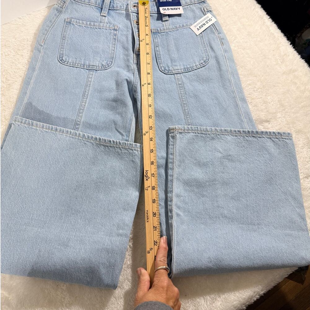 Old Navy Baggy Wide Leg Jeans Size 16 NWT Adjust Waist Light wash Y2K pocketKids